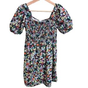 GAP Kids Girl’s Size Large Colorful Floral Puff Sleeve Dress Smocked Festive